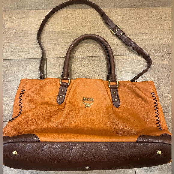 MCM Cognac and Chocolate Leather Tote - Picture 2 of 11